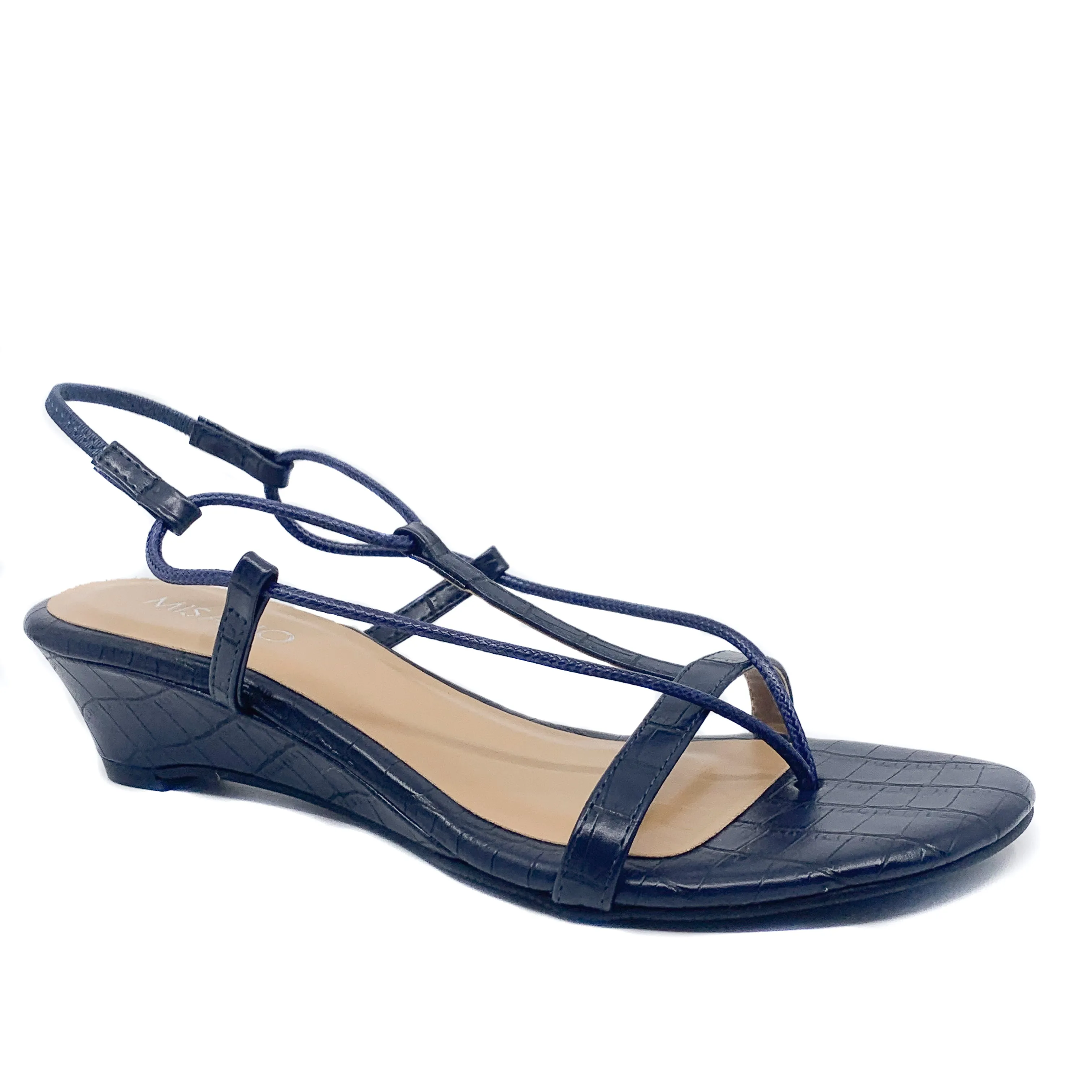 Misano Pepper Navy Croc Wedge Heel