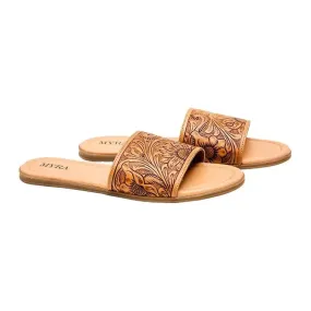 Myra Coppu Western Hand-Tooled Sandal