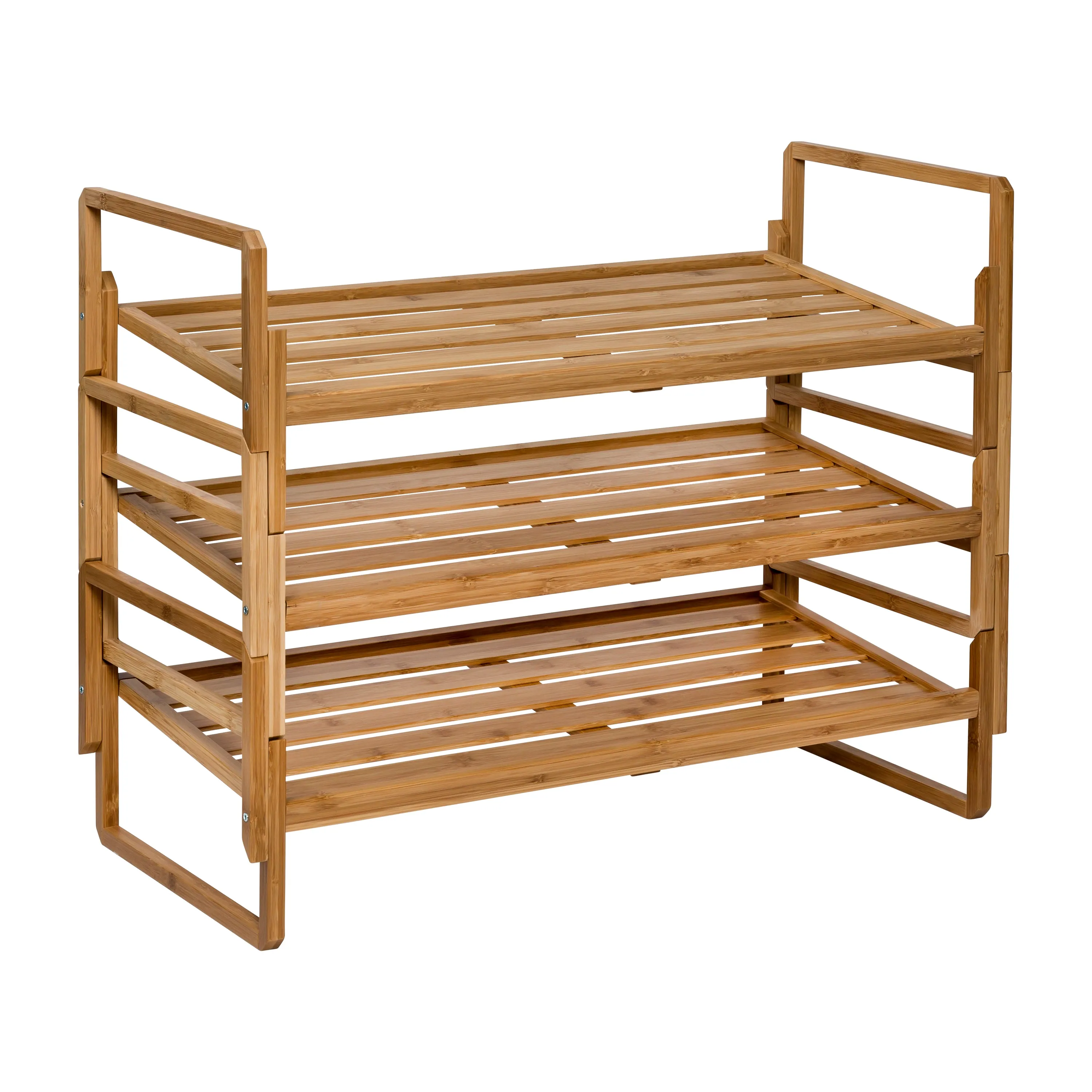 Natural 3-Tier Bamboo Nesting Shoe Rack