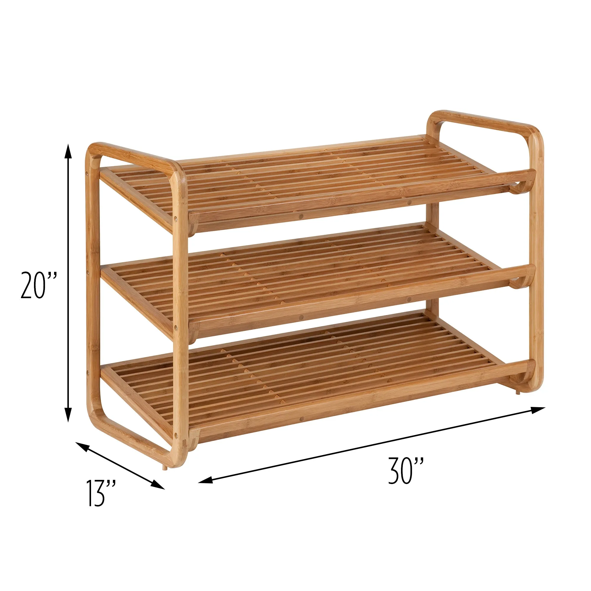 Natural Bamboo 3-Shelf Shoe Rack