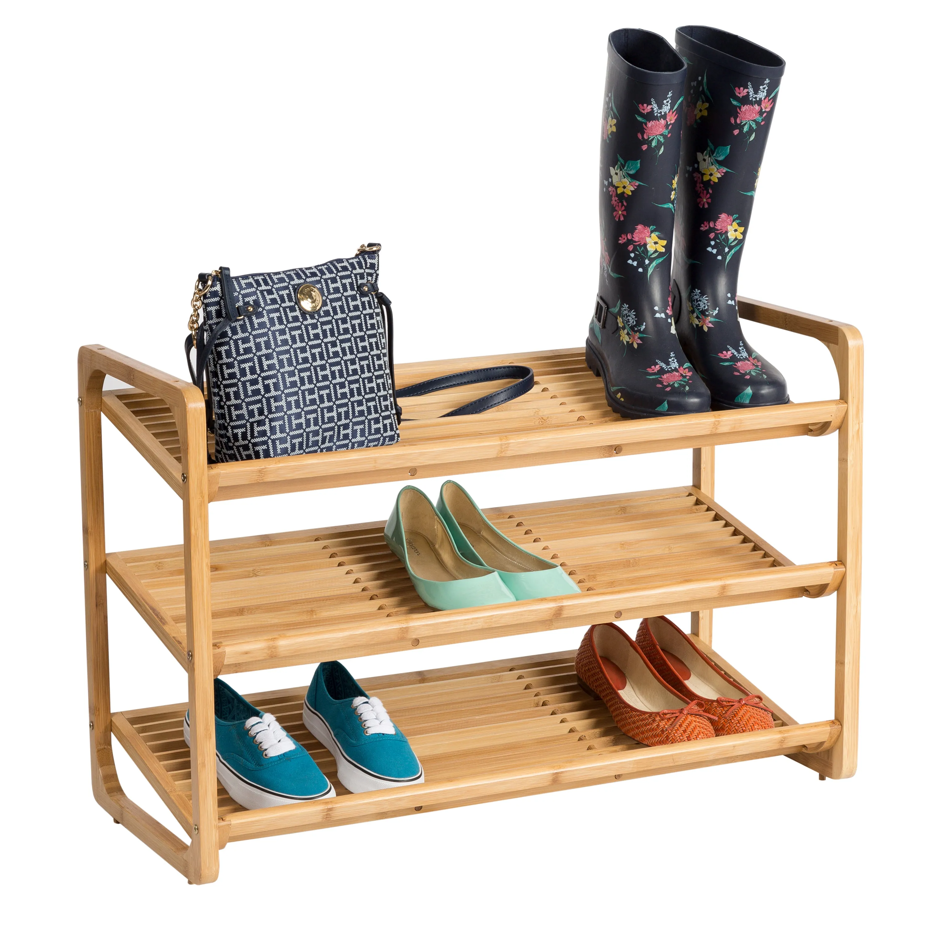 Natural Bamboo 3-Shelf Shoe Rack