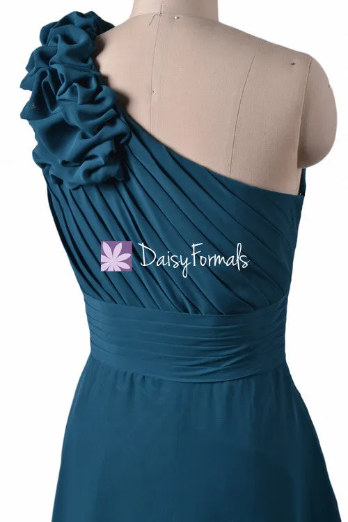 Navy Chiffon Bridesmaid dresses One-Shoulder Long Women Party Dress(BM2449)