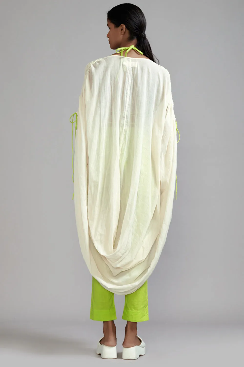 Off-White Cotton Gathered Cowl Tunic