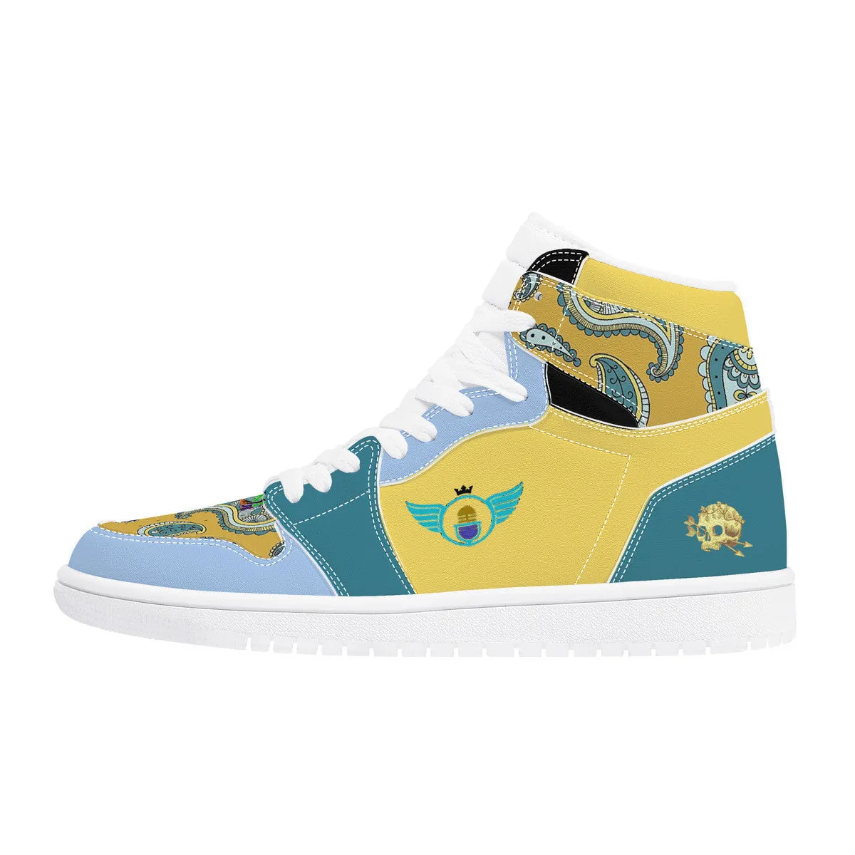 Paisley Gold | Yellow and Blue High Top Customized | Shoe Zero