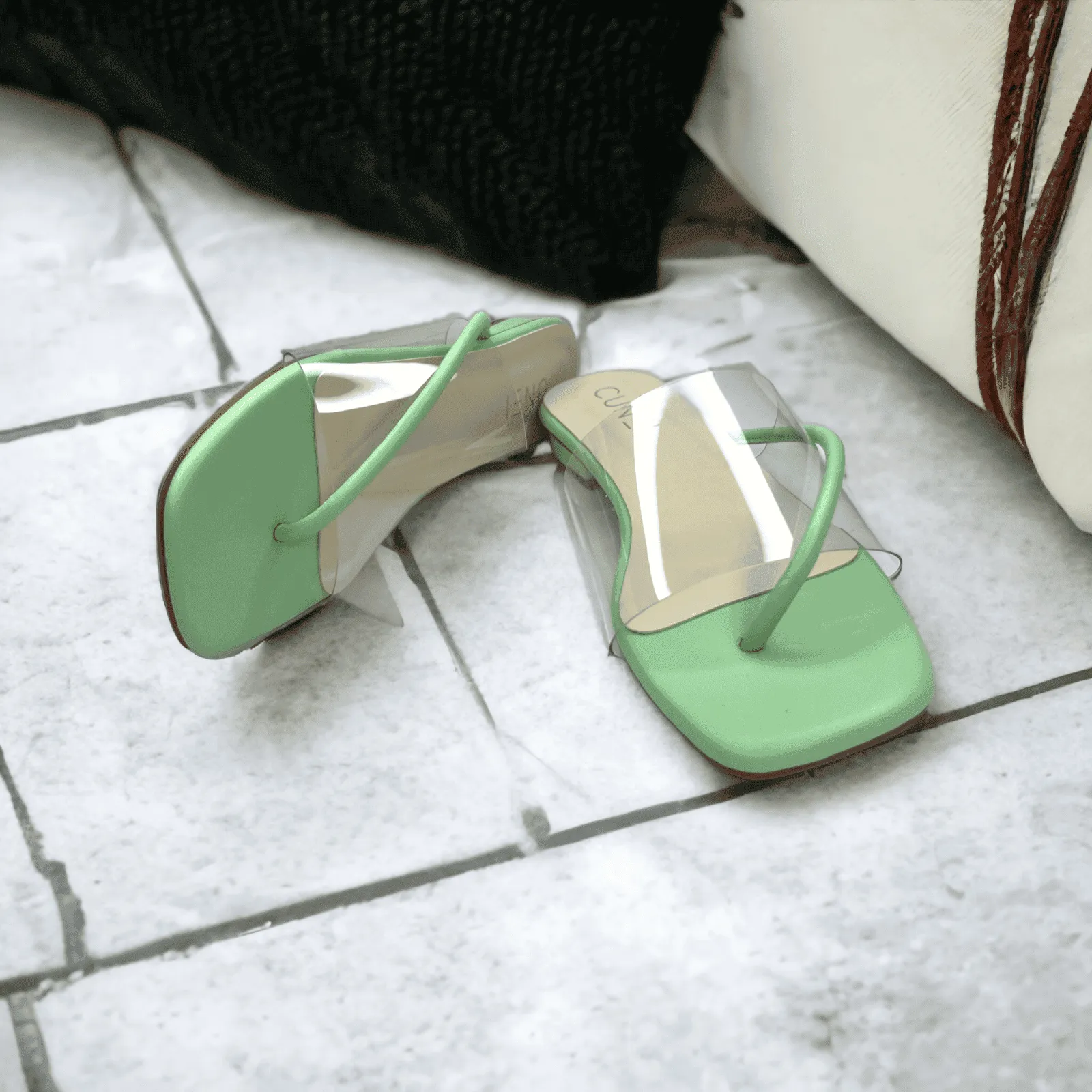 Pastel Green Clear Strap Heels