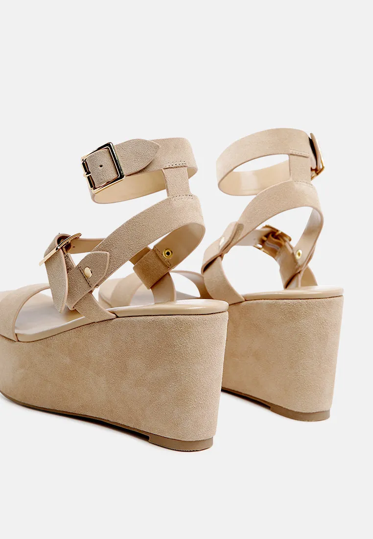 PORTIA Leather Wedge Sandal in Nude