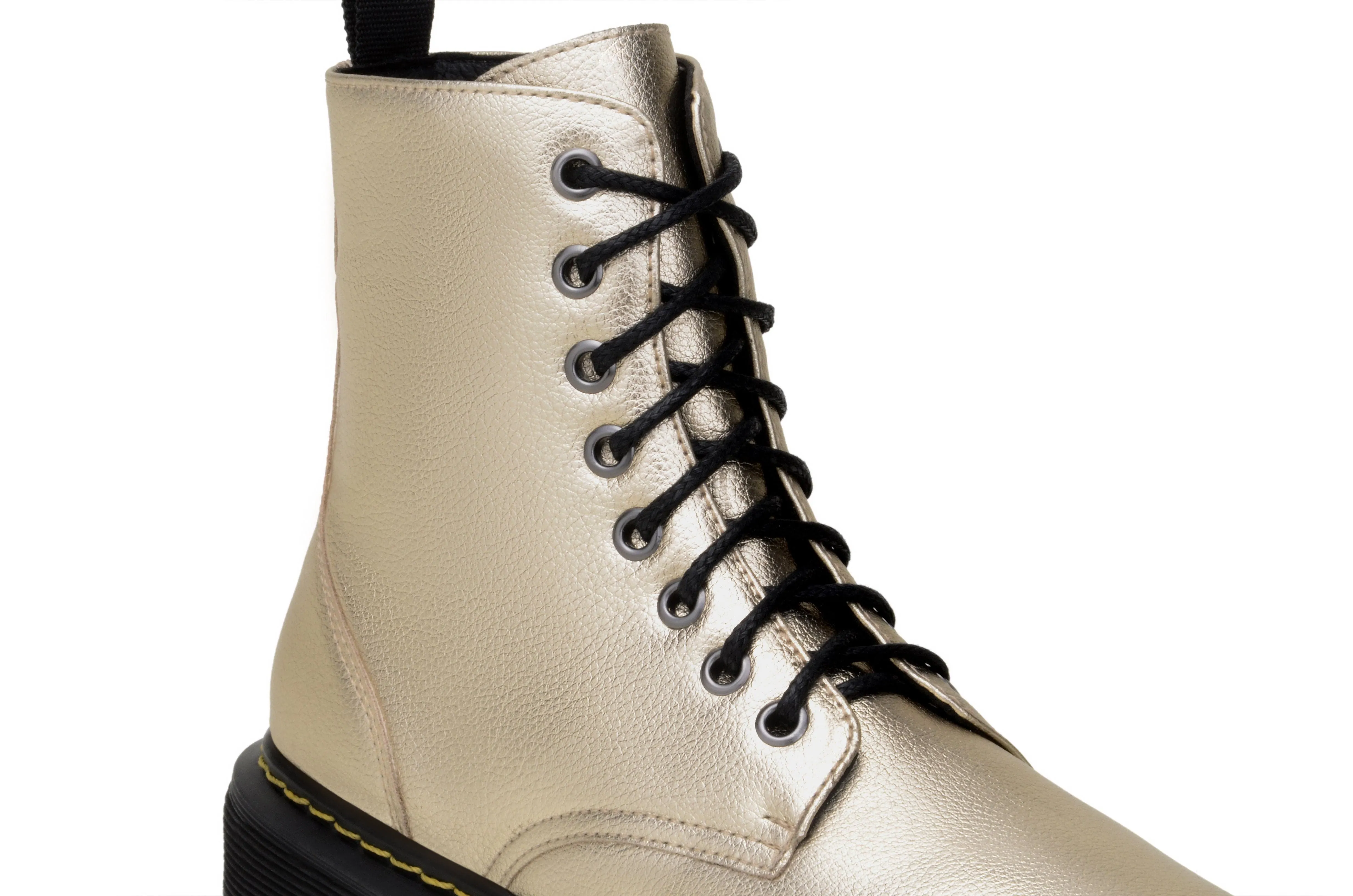 'Quinn' vegan-leather boot with stacked sole by Zette Shoes - pale gold