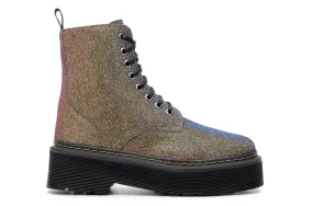 'Quinn' vegan-textile boot with stacked sole by Zette Shoes - multicolour