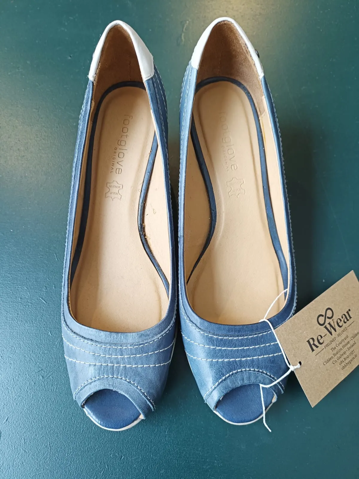 Re-Wear Footglove Blue Pepped Toe Wedges