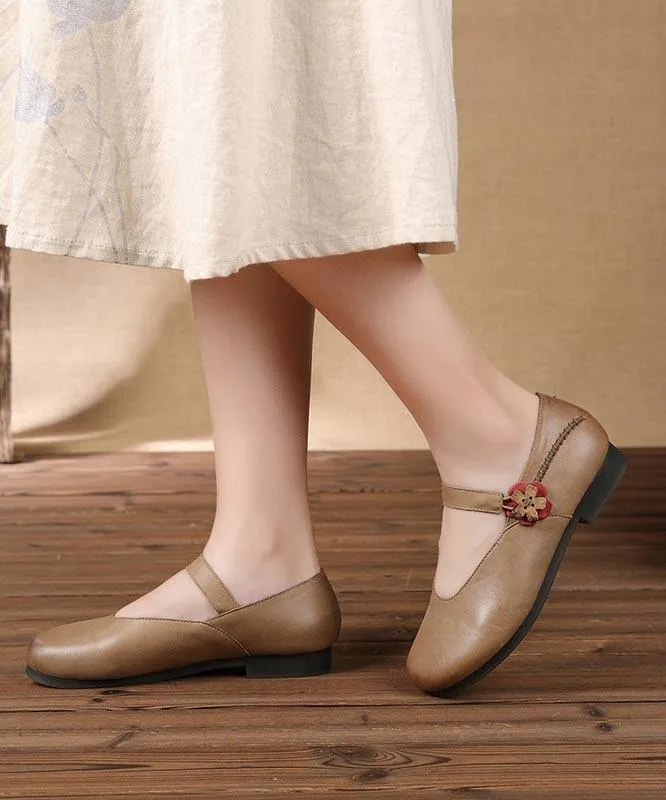 Red Flat Feet Shoes Buckle Strap Flats