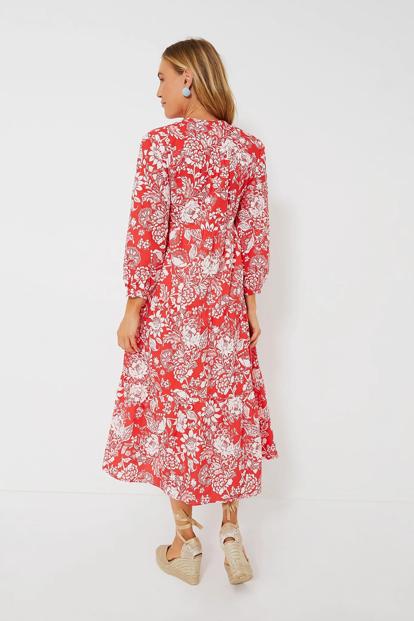 Red Floral McCauley Midi Dress