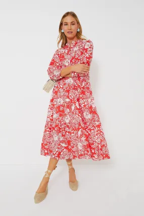 Red Floral McCauley Midi Dress