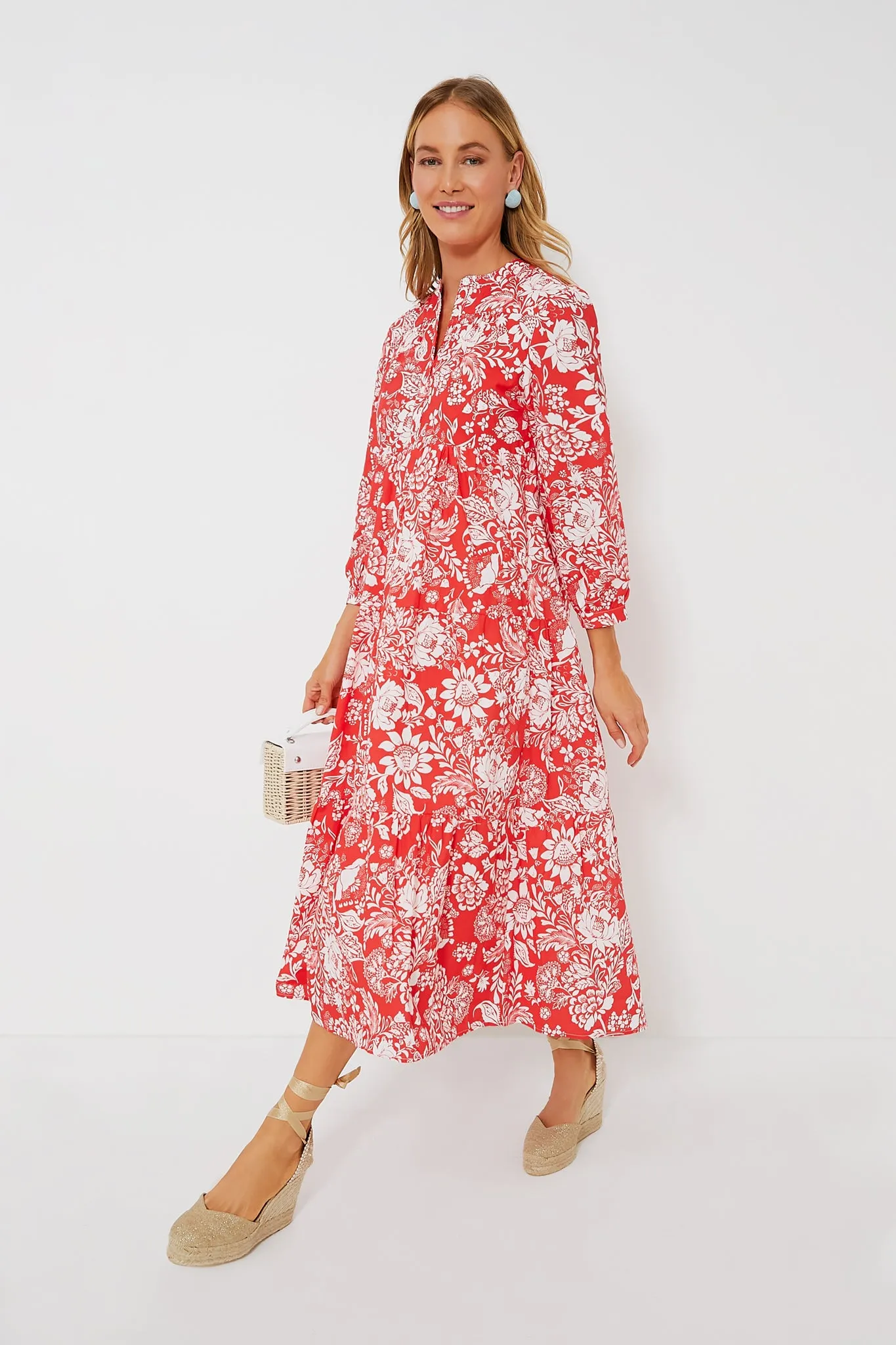 Red Floral McCauley Midi Dress