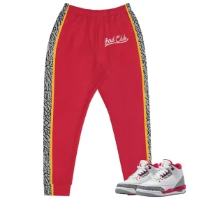 Retro 3 Cardinal Elephant Print Joggers