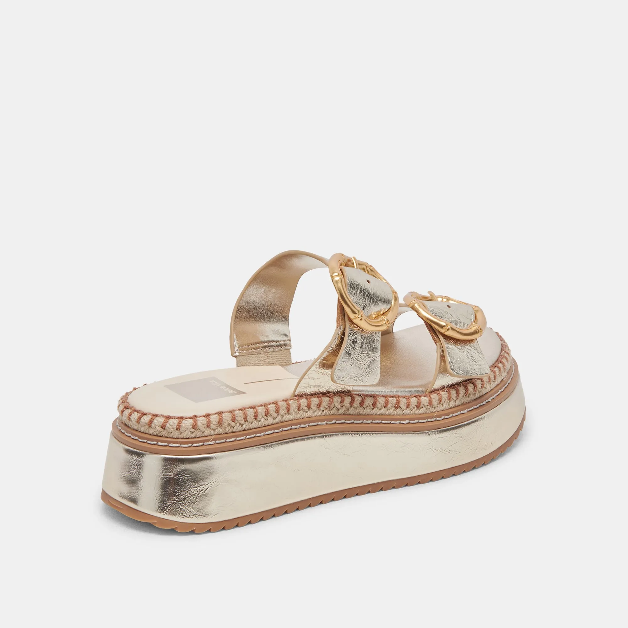 RYSHA SANDALS LIGHT GOLD CRINKLE PATENT