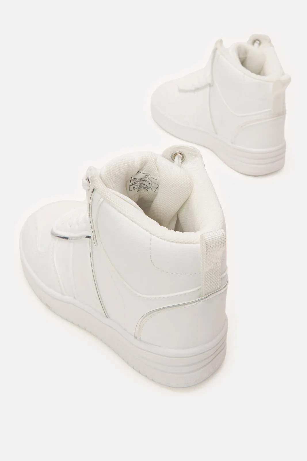 Senior Girls White Lace-Up High-Top