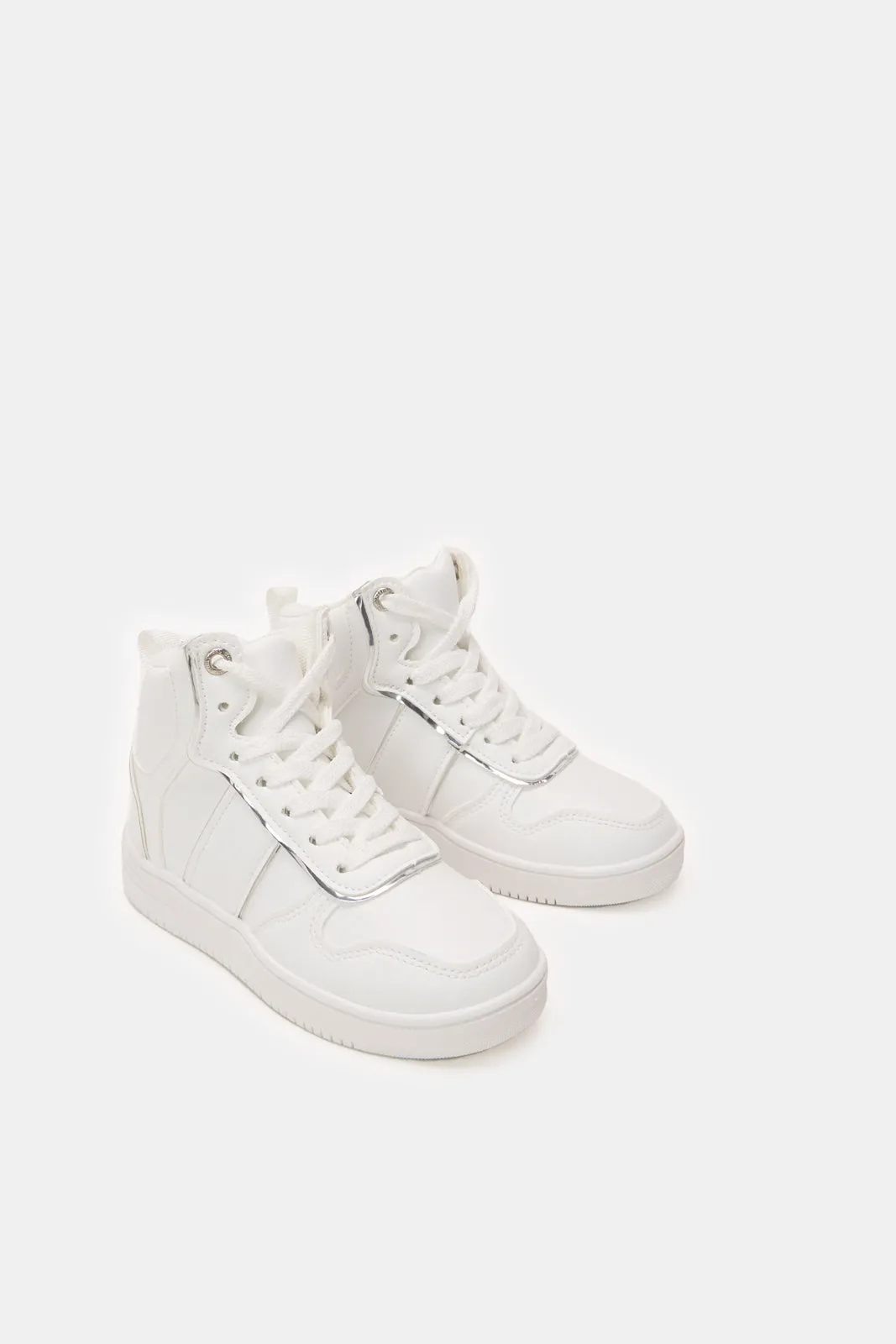 Senior Girls White Lace-Up High-Top