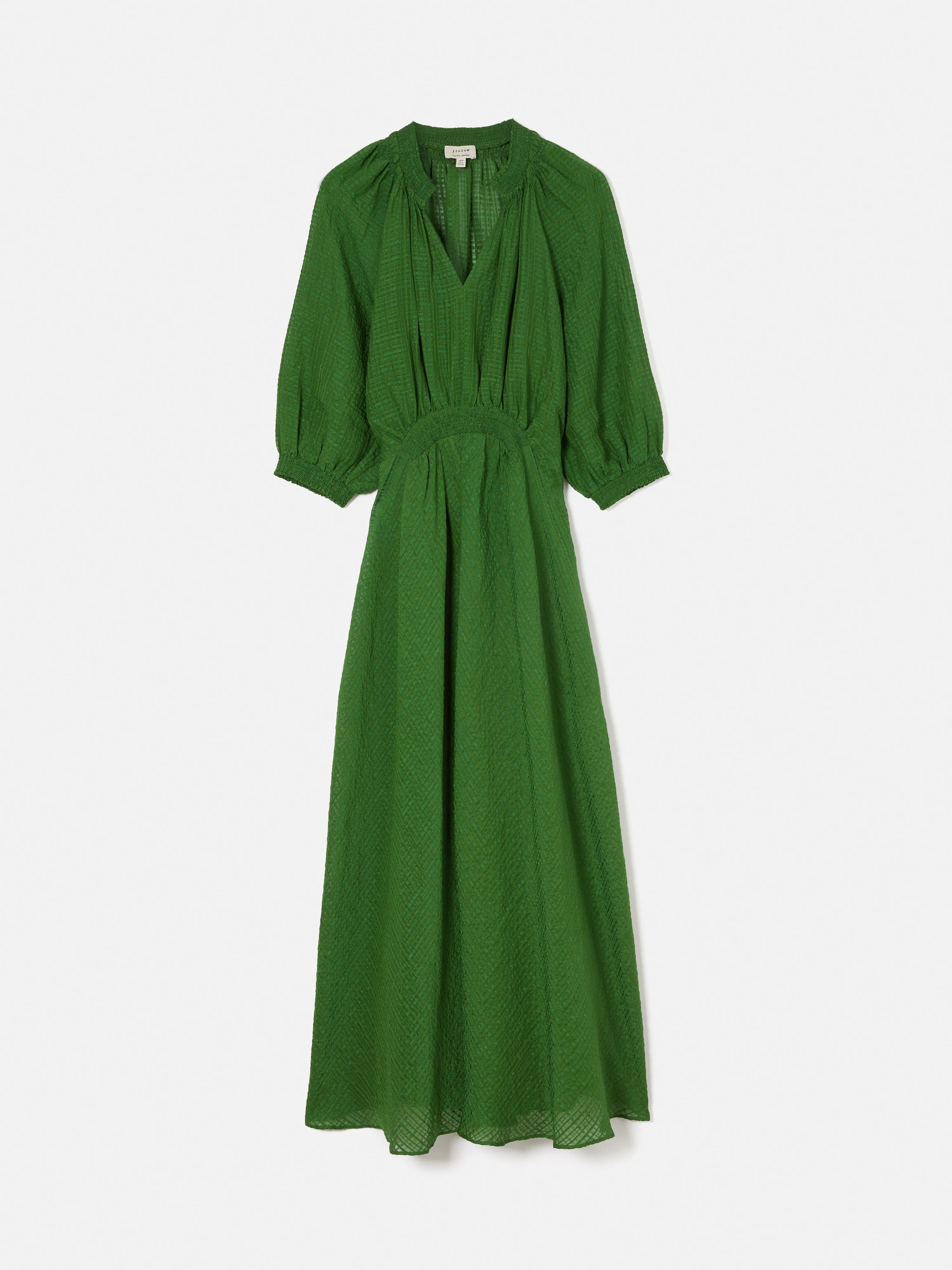 Silk Linen Gauze Midi Dress | Green