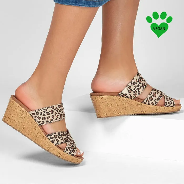 Skechers Vegan Wedge Beverlee Purrrfect Leopard Look Calis