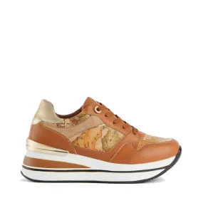 Sneakers Running Donna 1A Classe Alviero Martini color Cuoio con Inserti stampa Geo Classic 1019