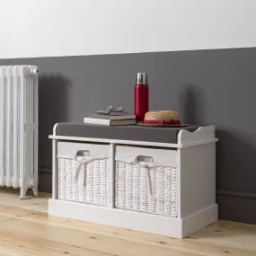 Stockholm Storage Bench with 2 Baskets in Classic White