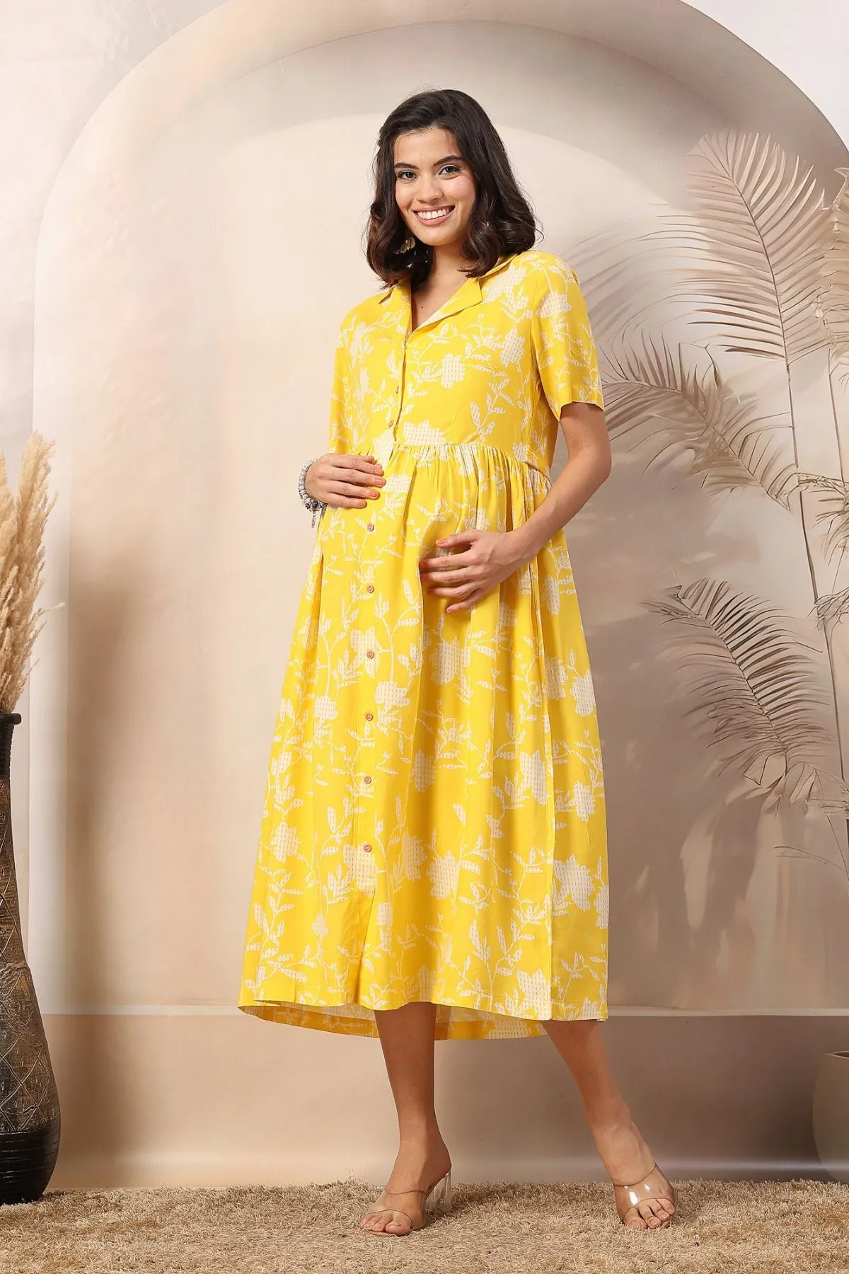 Sunshine Bloom Maternity Zipless Feeding Dress