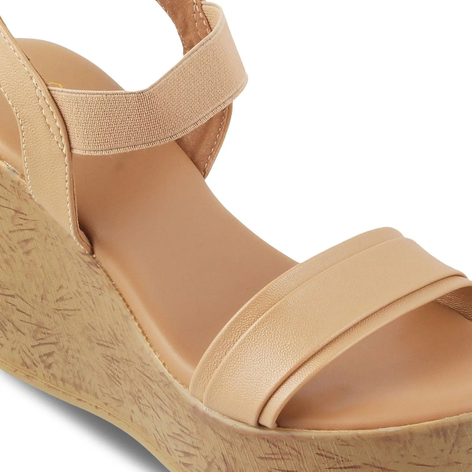 The Parigi Beige Women's Dress Wedge Sandals Tresmode