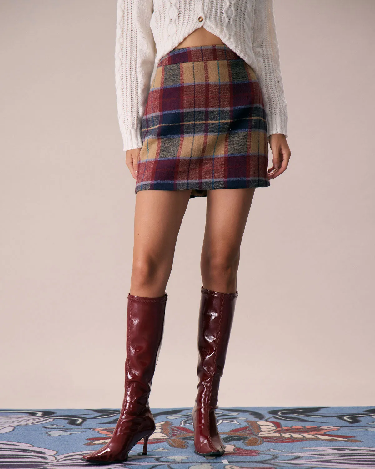 The Red Plaid Zipper Fly Tweed Mini Skirt