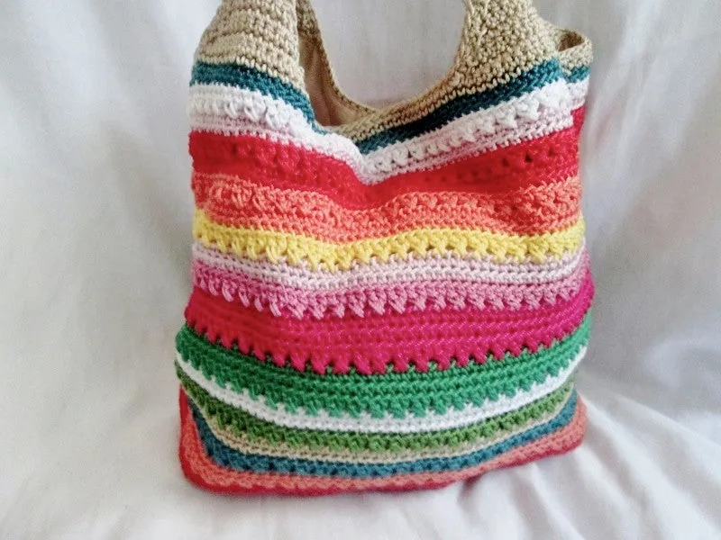 THE SAK Hobo Shoulder Bag Knit Vegan Handbag Purse Hippie Sling RAINBOW STRIPE Pride