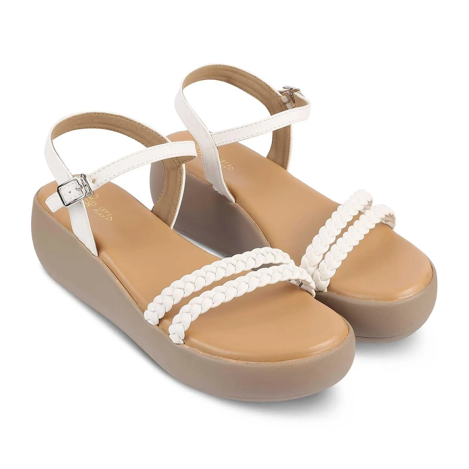 The Seev White Women's Dress Wedge Sandals Tresmode