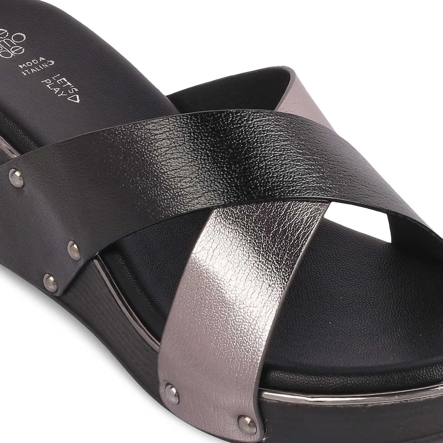 The Tomas Black Women's Dress Wedge Sandals Tresmode