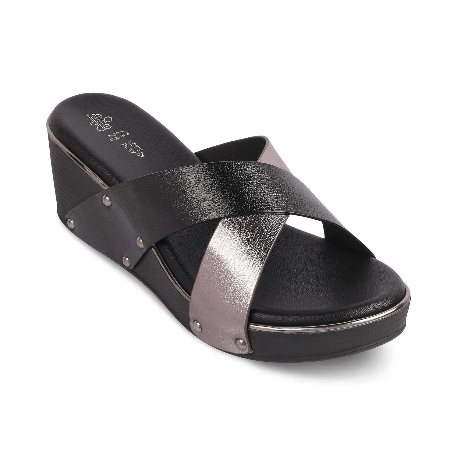 The Tomas Black Women's Dress Wedge Sandals Tresmode