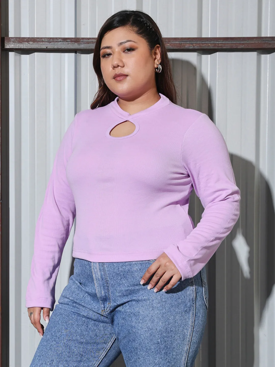 THEA - PURPLE FULL SLEEVE CASUAL PLUS TOP