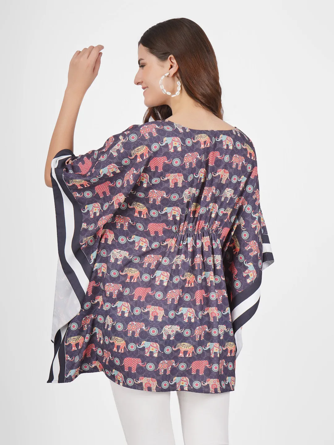 TINA - BLACK STYLISH MATERNITY KAFTAN TRADITIONAL PRINT IN ELEGANT COLOR