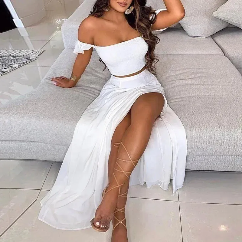 Two Piece High Spit Summer Skirt Set