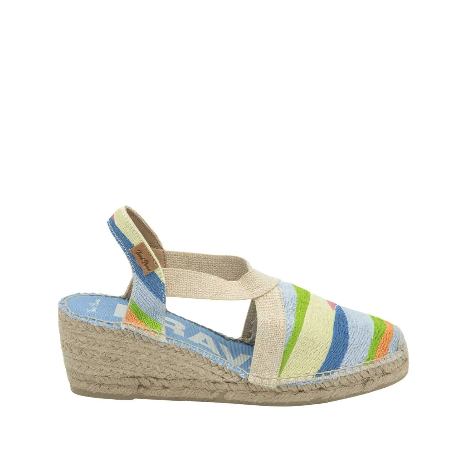 Vegan Multicolored Embroidery Wedges Espadrille For Women - Montjoi