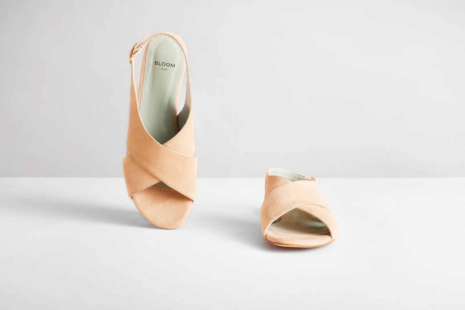 Vegan Suede Crossover Slingback Sandals | Nude