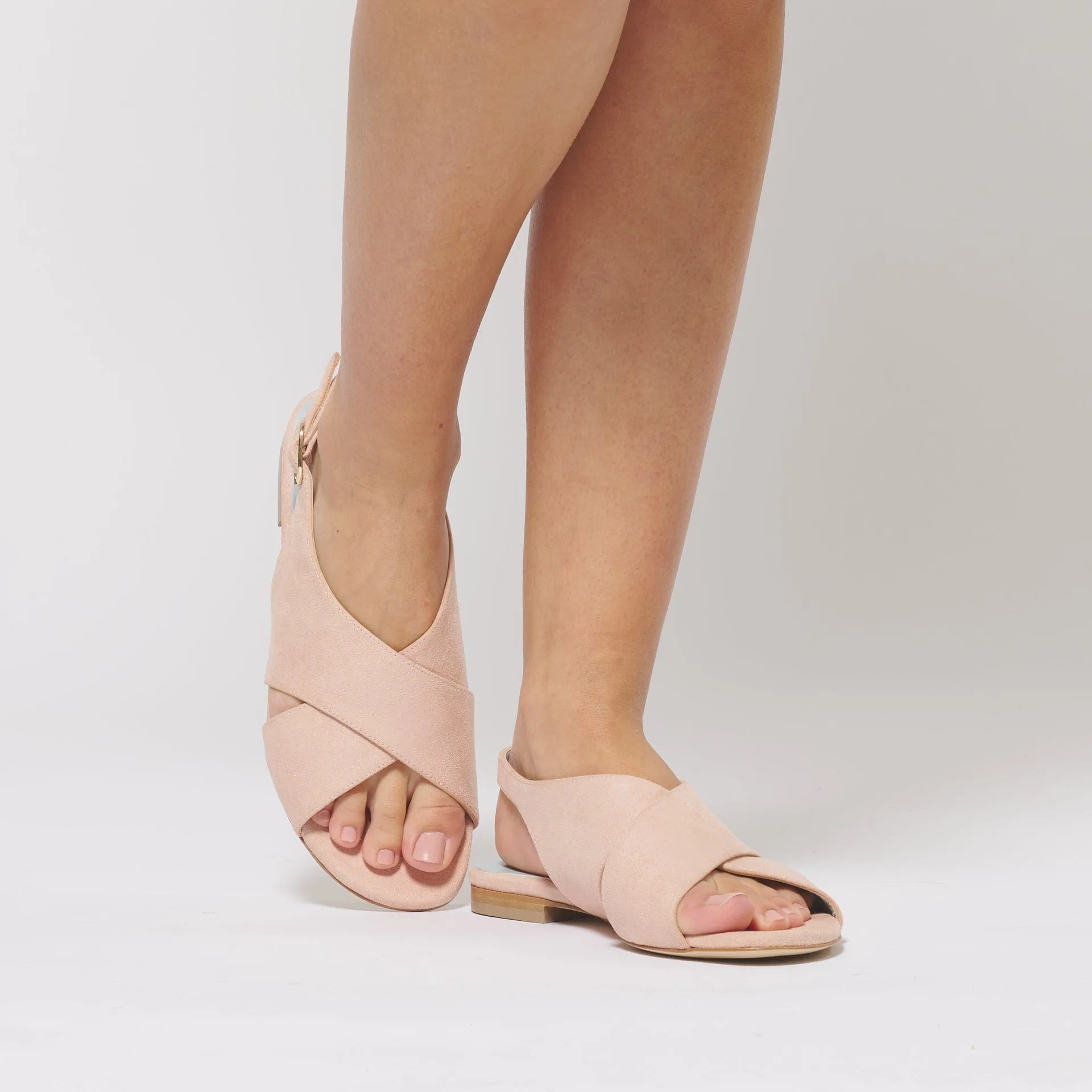 Vegan Suede Crossover Slingback Sandals | Nude