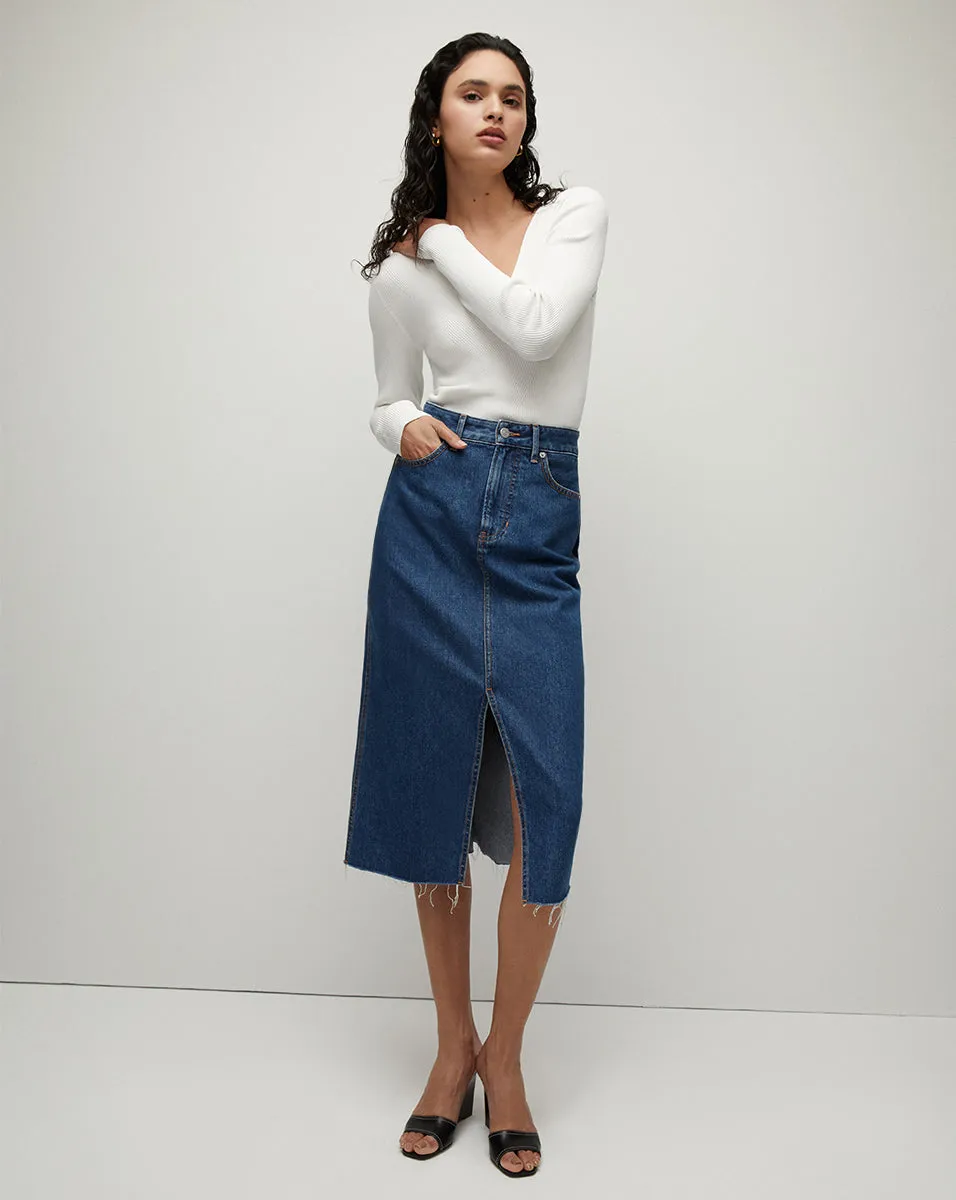 Victoria denim midi skirt