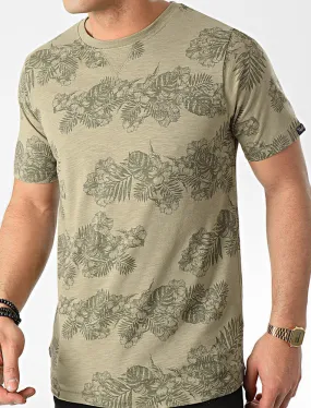 Waiuku Tropical Printed Cotton Slub T-Shirt In Silver Sage - Tokyo Laundry