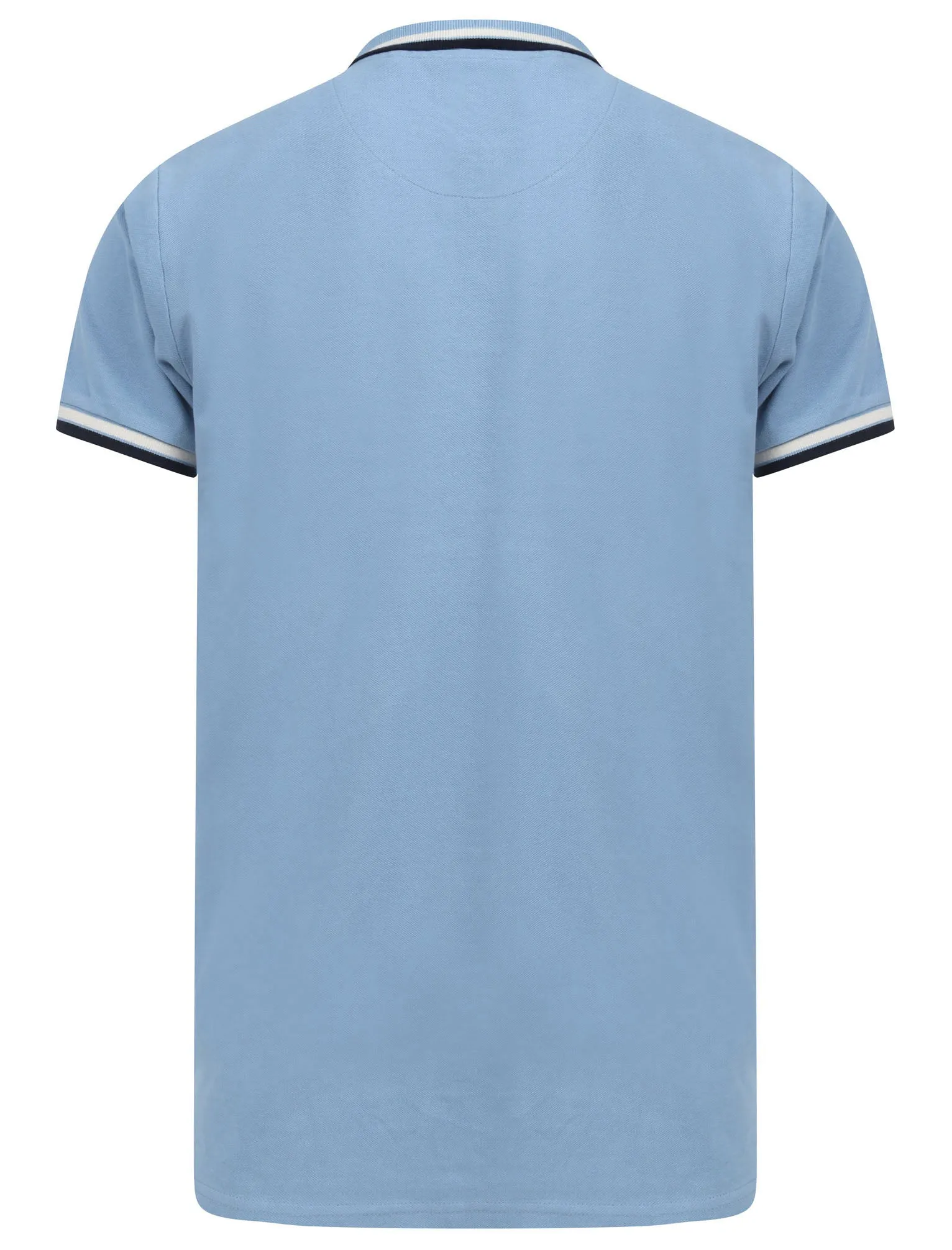 Waterloo Cotton Pique Polo Shirt with Tipping in Allure Blue - Le Shark