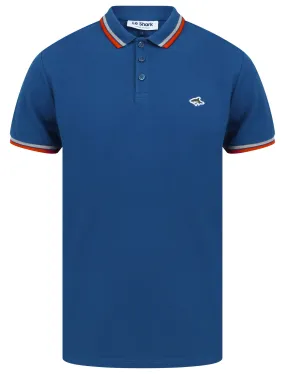 Waterloo Cotton Pique Polo Shirt with Tipping In Limoges Blue - Le Shark