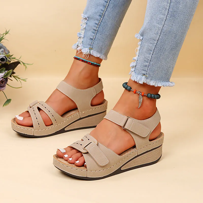 Wedge Sandals Summer Velcro Platform Shoes Women