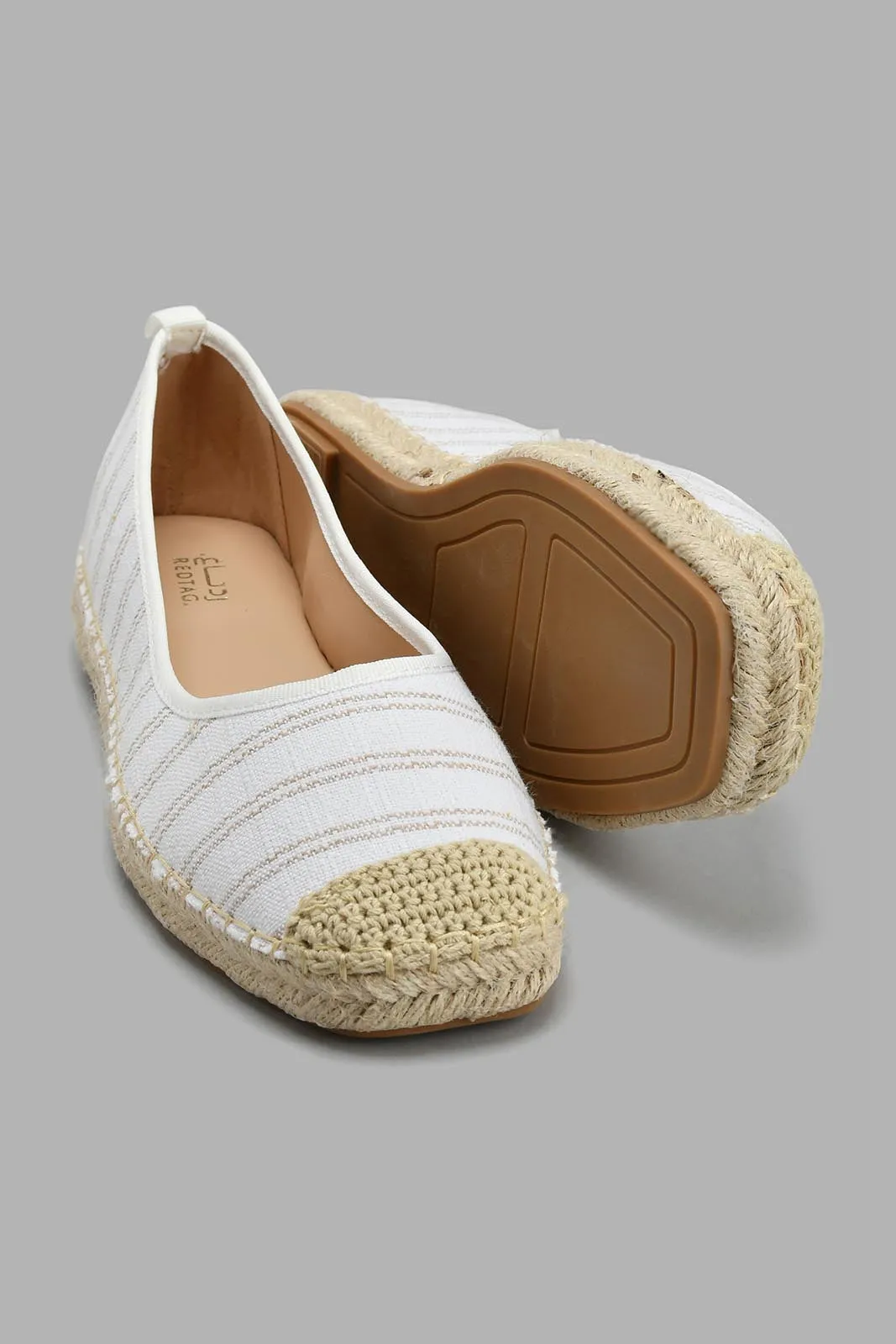 White Striped Espadrille