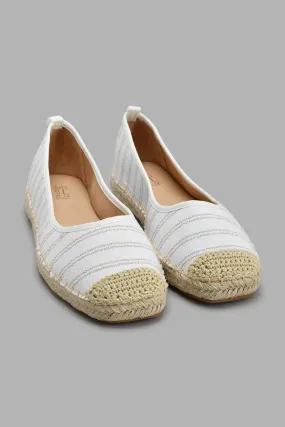 White Striped Espadrille