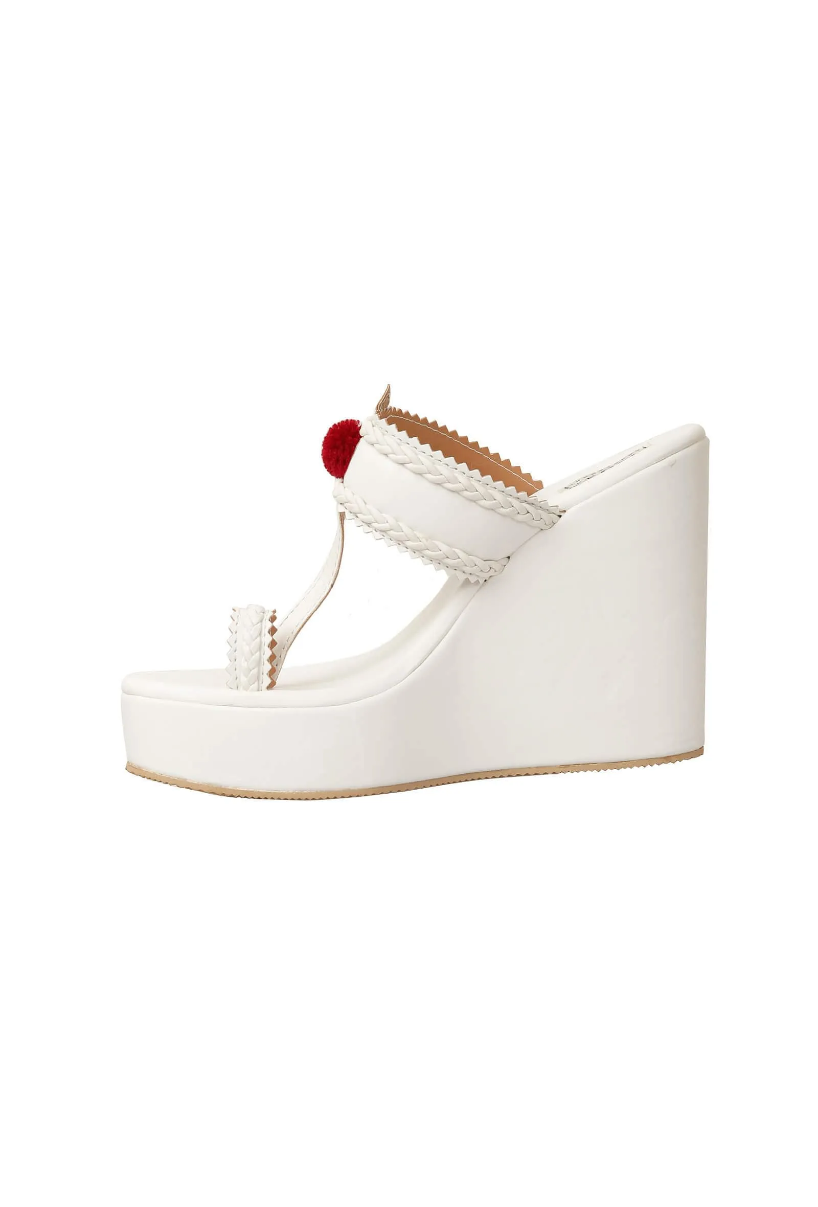 White Vegan Leather Wedges