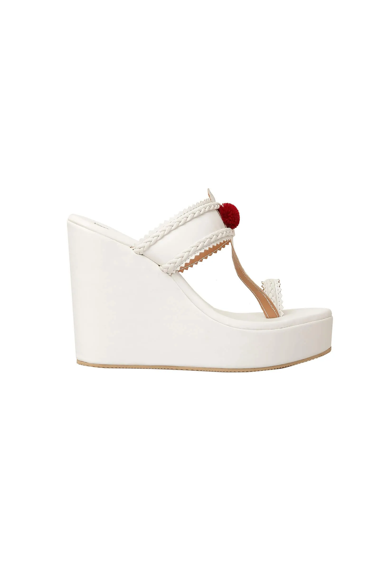 White Vegan Leather Wedges