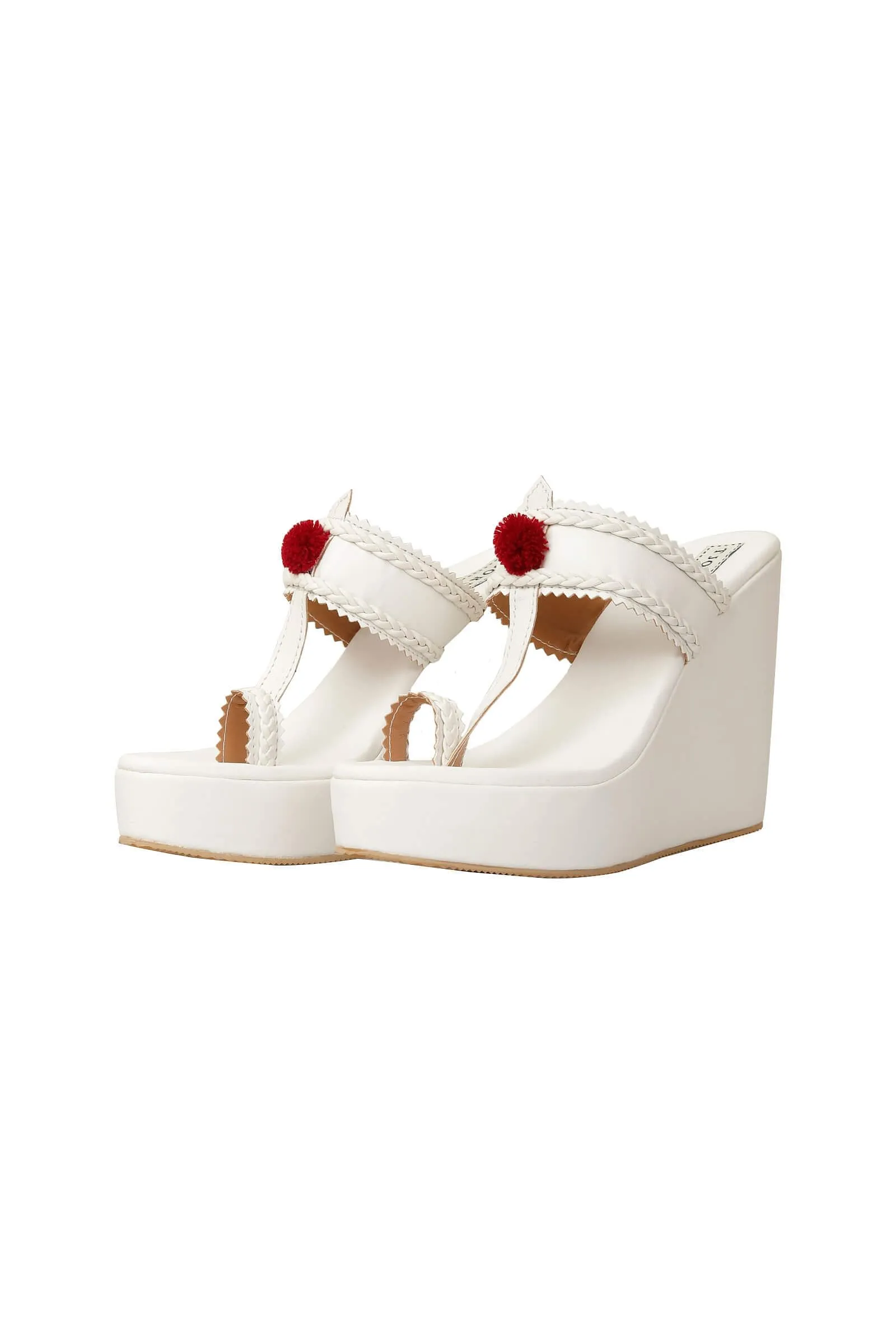 White Vegan Leather Wedges