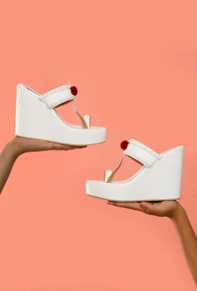 White Vegan Leather Wedges