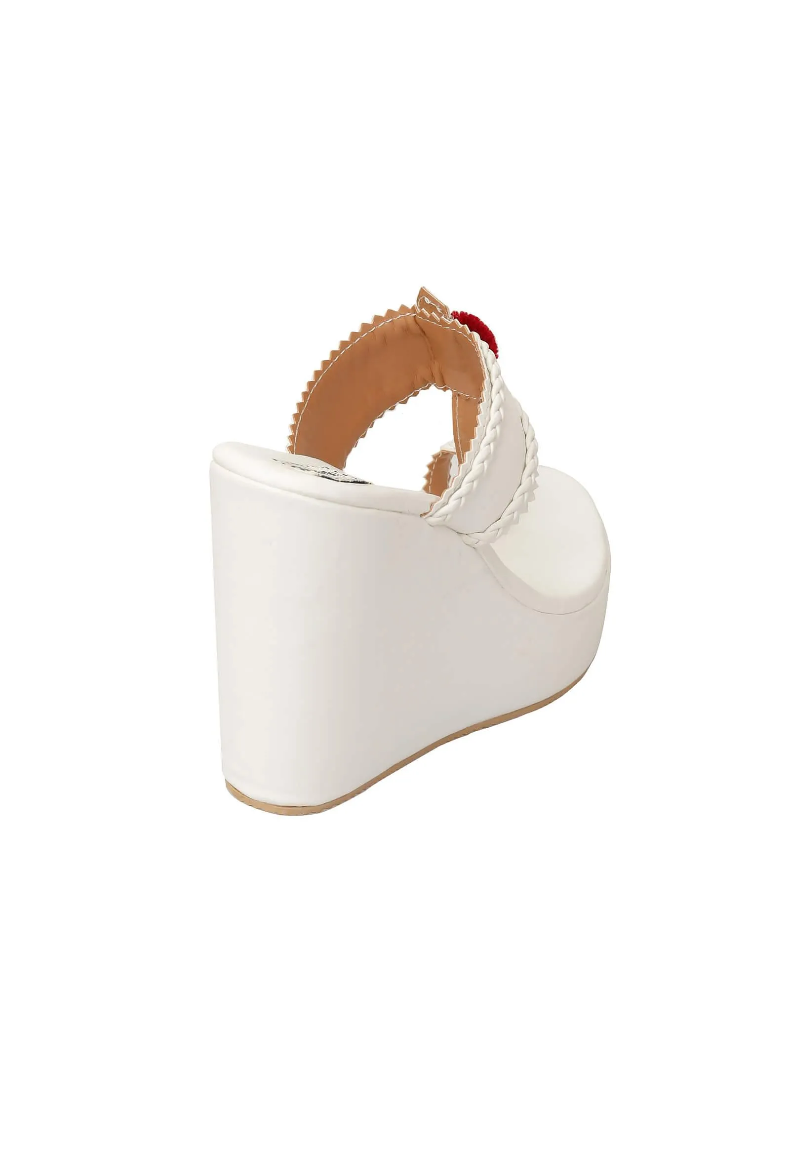 White Vegan Leather Wedges